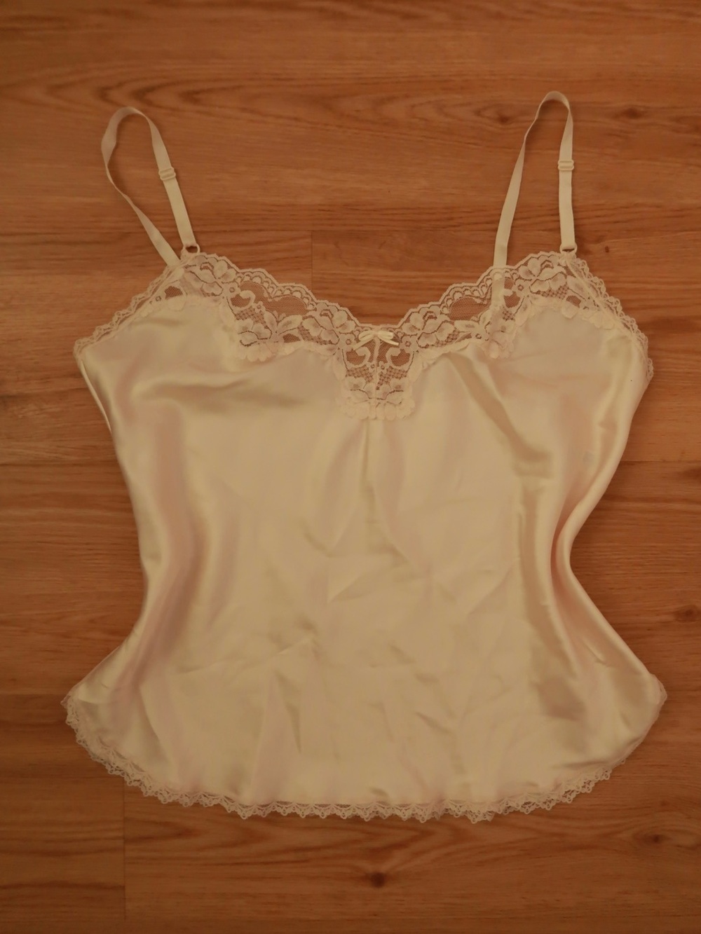 Vintage Satin Lace Trim Camisole in Ivory